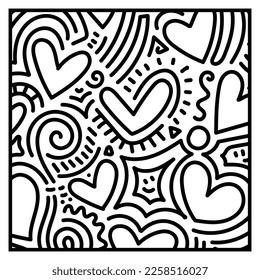 Doodle abstracto de amor y líneas aleatorias con fondo blanco. Líneas sobre amor y felicidad. Símbolo de garabato con garabato. Doodle para el diseño de elementos, portada, tela o cualquier propósito.