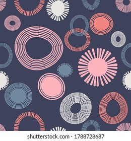Abstract Doodle. Memphis seamless background. Geometric pattern in 80-90s style. Design with manual hatching. Vector illustration for web design or print.