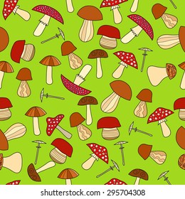 abstract doodle mushroom seamless pattern