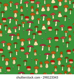 abstract doodle mushroom seamless pattern