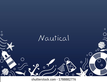 Abstract doodle nautical frame vector design for decoration on summer holiday season events.