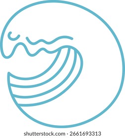Un doodle abstracto de una ola oceánica con líneas y curvas que fluyen. Una representación estilizada del movimiento del mar en una forma fluida y dinámica. Ilustración vectorial de dibujos animados.