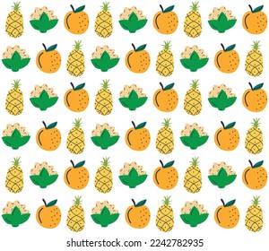 Abstract doodle organic food pattern background. Hand drawn fruits and vegetables seamless pattern background. 