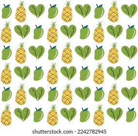 Resumen del doodle de fondo del patrón de alimento orgánico. Frutos extraídos a mano y verduras de fondo sin fisuras. 