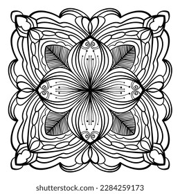 Abstract doodle ornament. Vector illustration. Coloring page element. 