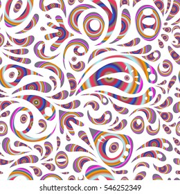 Abstract doodle ornament, vector seamless pattern of abstract multicolored decorative elements.