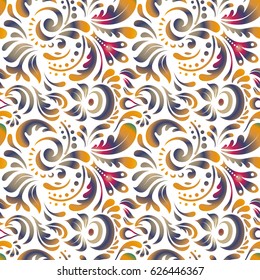 Abstract doodle ornament, vector seamless pattern of abstract multicolored decorative elements.