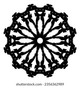 Abstract doodle pattern in circle. Vector illustration.