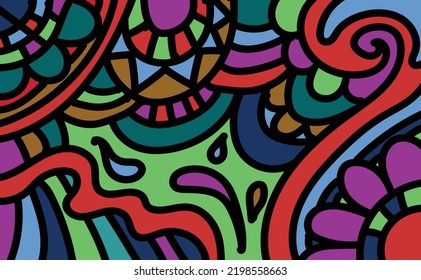 Abstract doodle pattern in colorful editable vector format. Abstract pattern and background.