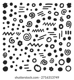 Padrão de rabiscar abstrato com pontos e linhas desenhados à mão