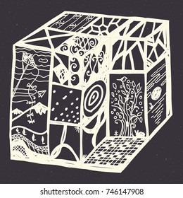 Abstract doodle pattern. Hand drawn vector illustration.