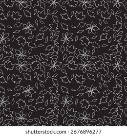 abstract doodle pattern with leaves. vector illustration. seamless pattern with leaves.