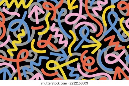 Abstract doodle pattern for social media, card or background and design item in black background
