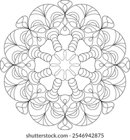 Abstract doodle patterns mandala art. Attractive modern design. For adults, meditation, peaceful, colouring book page, prints, ornamental design, fabric, carpet, t-shirt, pants. Vector illustration.