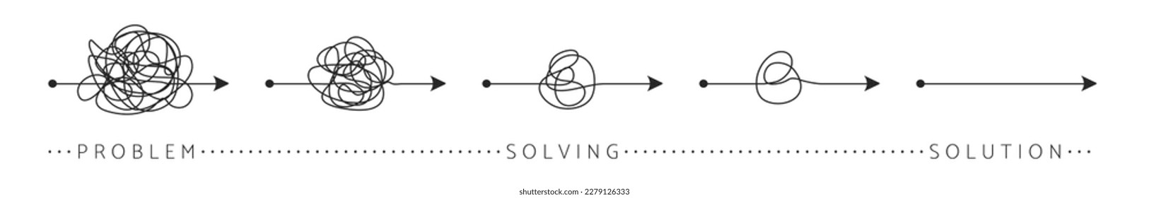 Abstract doodle problem solving vector concept illustration. Concept of problem solution, marketing, business, project management, brainstorming, innovation idea, and creative design success