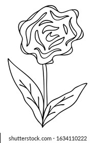 Abstract doodle rose flower. Single floral element for decoration patterns, wrapping paper, wallpaper, cards, invitations, packing boxes, bouquets. Vector stock illustration.
