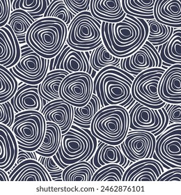 Abstract doodle round linen circles vector seamless pattern.