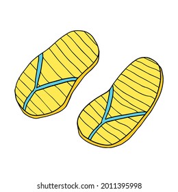Abstract doodle rubber sandals for a beach or pool isolated on white background.