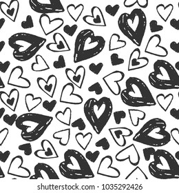 Abstract doodle seamless heartpattern. hand drawn elements