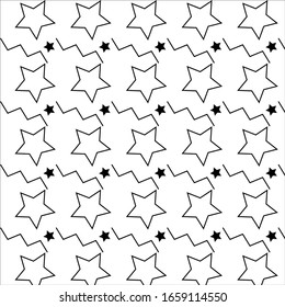 Abstract doodle seamless patten background. Monochrome black and white patten for design greeting card, modern party invitation, halloween holiday menu, bag print, t shirt design etc.star patten.