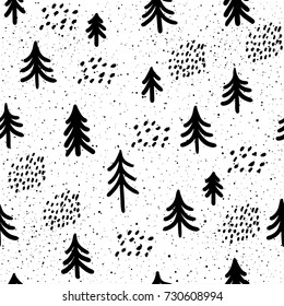 Abstract doodle seamless patten background. Monochrome black and white patten for design greeting card, modern party invitation, halloween holiday menu, bag print, t shirt design etc.