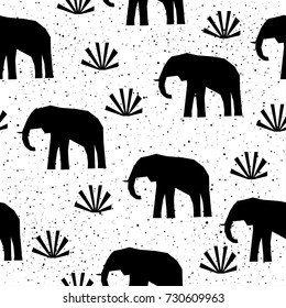 Abstract doodle seamless patten background. Monochrome black and white patten for design greeting card, modern party invitation, halloween holiday menu, bag print, t shirt design etc.