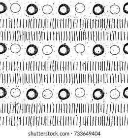 Abstract doodle seamless patten background. Monochrome black and white patten for design greeting card, modern party invitation, halloween holiday menu, bag print, t shirt design etc.