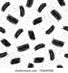 Abstrakte doodle nahtlose Muster Hintergrund. Schwarz-weißes Schwarz-Weiß-Muster für Design-Grußkarte, moderne Party-Einladung, Halloween-Feiertagsmenü, Taschendruck, T-Shirt-Design etc.