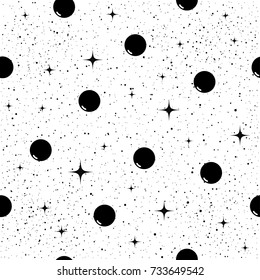 Abstract doodle seamless patten background. Monochrome black and white patten for design greeting card, modern party invitation, halloween holiday menu, bag print, t shirt design etc.