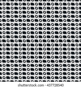 Abstract doodle seamless pattern. Black and white grunge geometric shapes.