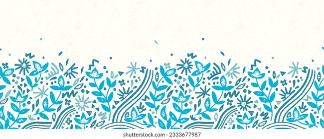Abstract doodle seamless pattern with floral elements, fun background, great for summer textiles, banners, wallpapers - vector design
