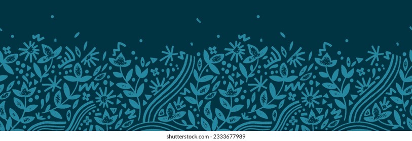 Abstract doodle seamless pattern with floral elements, fun background, great for summer textiles, banners, wallpapers - vector design