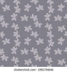 Abstract doodle seamless pattern with hand drawn scheffler flowers shapes. Grey palette nature backdrop. Designed for fabric design, textile print, wrapping, cover. Vector illustration.