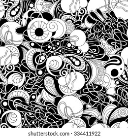 Abstract doodle seamless pattern. Zentangle style wavy background.