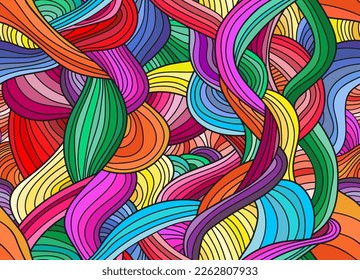 Abstract doodle seamless patterns in bright colors