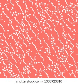 Abstract doodle seamless texture pattern in white and coral colors, vector illustration. Applicable for paper or textile print, web and other backgrounds.