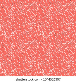 Abstract doodle seamless texture pattern in white and coral colors (2019 year trend) , vector illustration. Applicable for paper or textile print, web and other backgrounds.