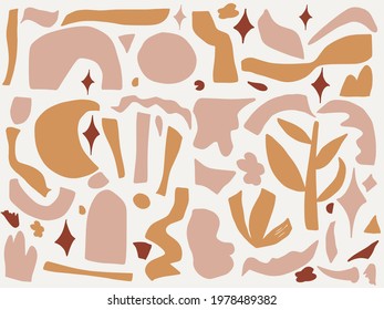 Abstract doodle shapes. Contemporary hand drawn geometric objects trendy design, scribble mega set boho style. Vector illustration.