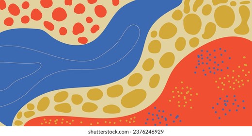 Abstract doodle shapes pattern background, colourful organic shapes and colors in vector modern trendy design. Abstract pattern with retro and groovy colors backgrounds for brochure cover, web.