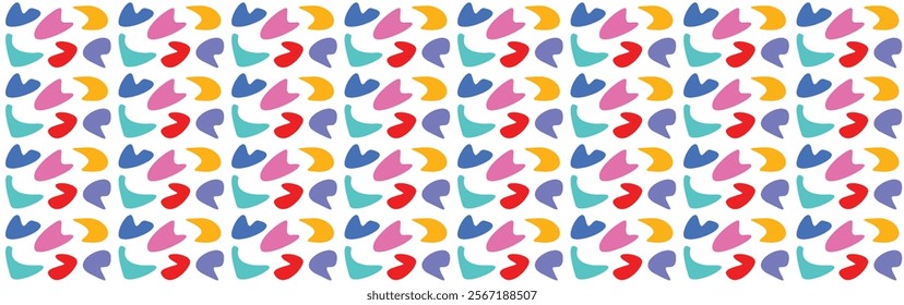 Abstract Doodle Shapes Pattern. Colorful universal Moulds with organic shapes. Blot Shapes on White Background