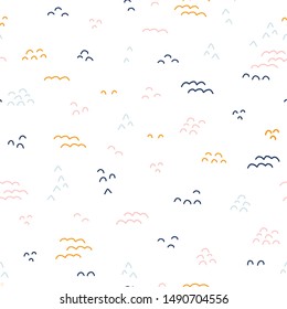 Abstract doodle shapes seamless vector pattern. Kids background. Coordinate