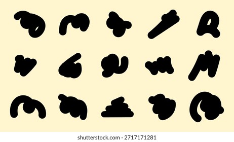 Abstrakte Doodle-Formen. Einfache handgezeichnete Schnörkel im Schwarz-Weiß-Stil für Poster, Aufkleber, Logos und minimales Grafikdesign