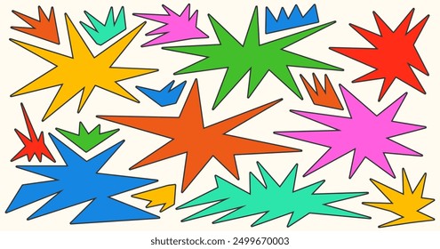 Abstrakte doodle Formen Aufkleber Pack. Vektorsatz abstrakter organischer Formen. Groovy funky trendy Retro 90s 00s Illustration.
