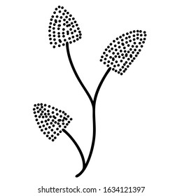 Abstract doodle single floral element for decoration patterns, wrapping paper, wallpaper, cards, invitations, packing boxes, bouquets. Isolated on white background. Vector stock illustration.