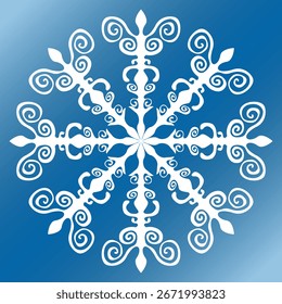 Abstract doodle snowflake silhouette element of new year decor