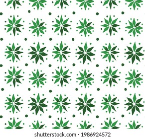 Abstract doodle star seamless patten green star dot. Pinwheel Star Symbol Tile dotted Pattern on white Background 