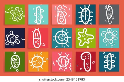 Abstract Doodle Style Bacteria and Viruses.for posters, infographics, and presentations.