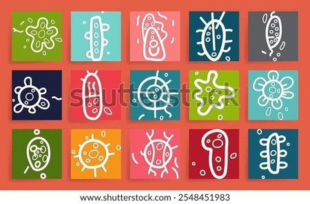 Abstract Doodle Style Bacteria and Viruses.for posters, infographics, and presentations.
