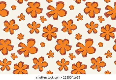 Resumen Estilo Doodle Florals Patrón sin inconvenientes Estilo Vector Punchy Colores de moda a la moda Perfecto para la impresión de tela de Allover o envolver papel Tones marrones naranja
