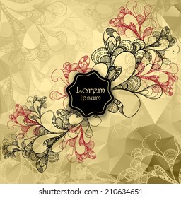 Abstract doodle style triangles background gold red for advertising something